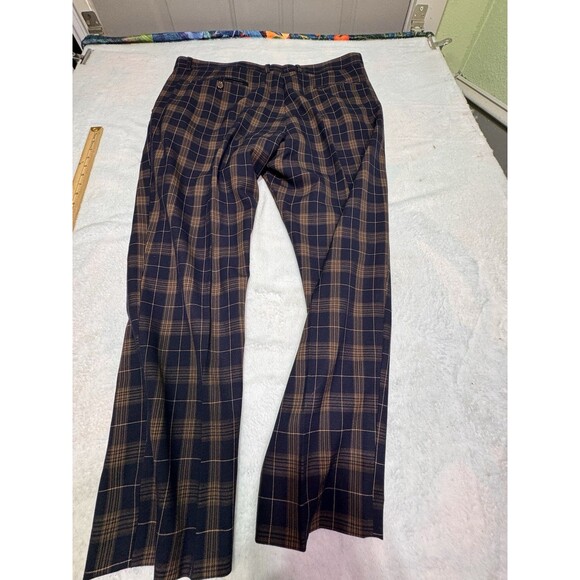Santena Men’s Pants Golf 44wx28l Plaid Gold And Black Chino Active Wear Vintage - Picture 8 of 10